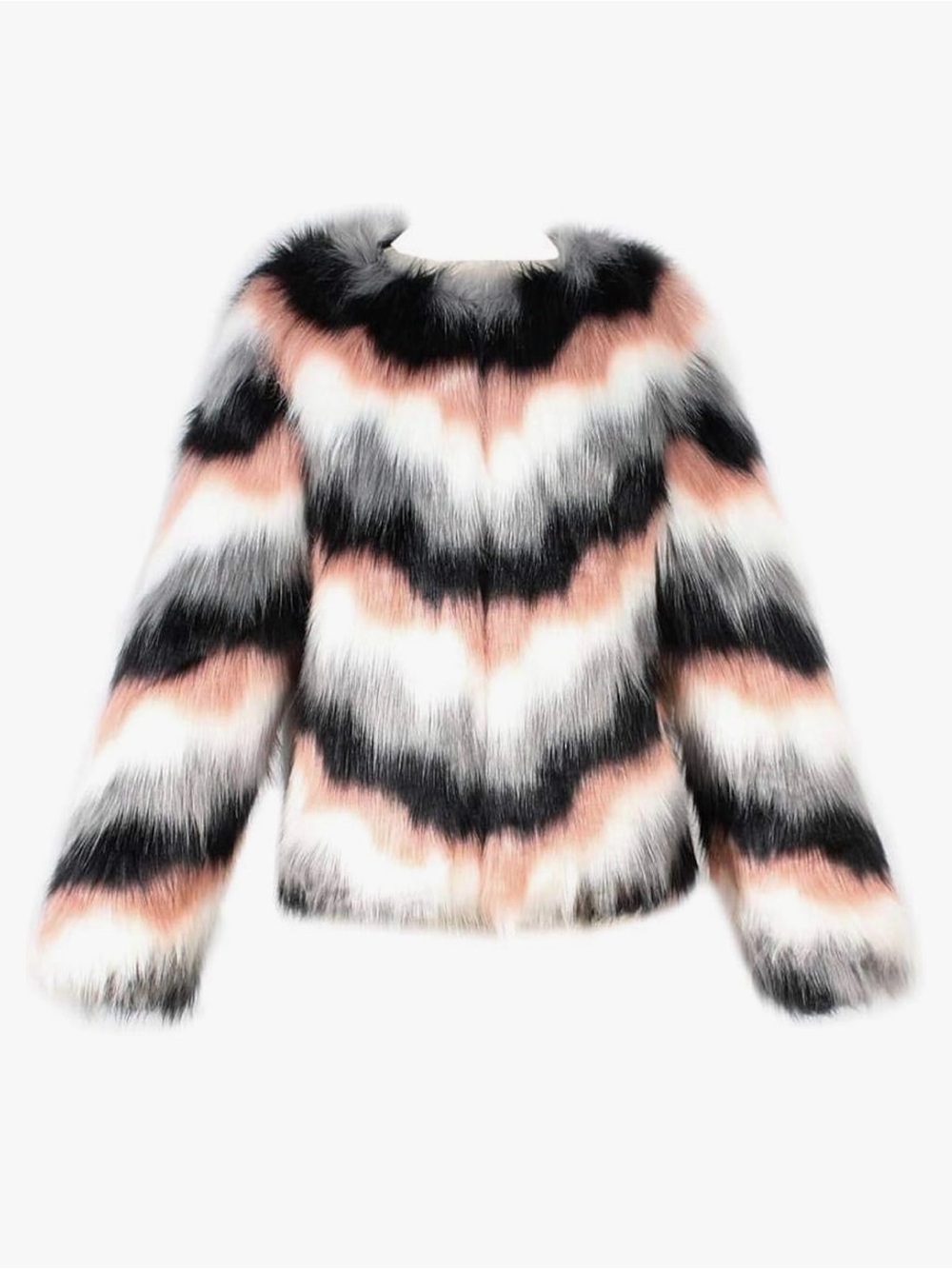 Multicolor Faux Fur Open Front Jacket - Women - Picture 3 of 4
